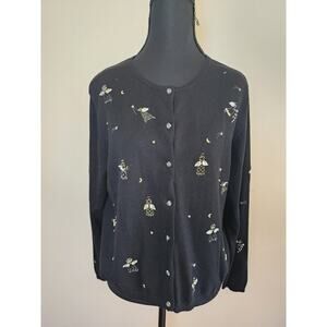 Talbots Petites Medium Women's Cardigan Sweater With Angels